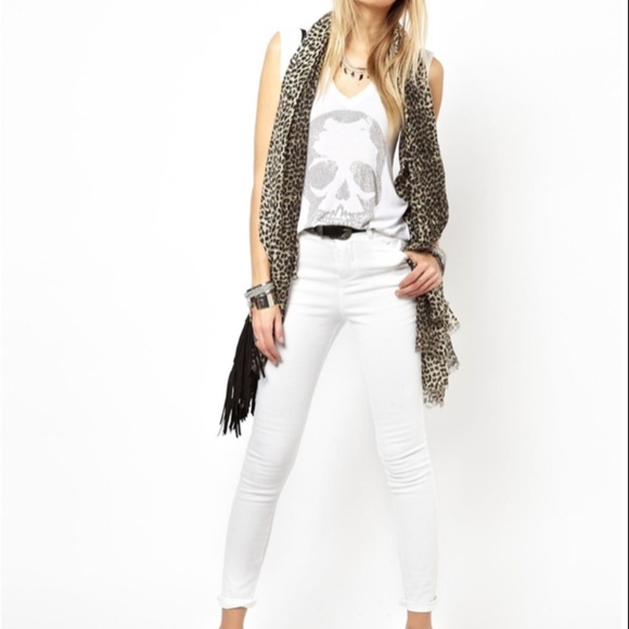 NWT $118 Zadig & Voltaire White Brooklyn T-shirt with Diamante Skull - Large! - Picture 3 of 3